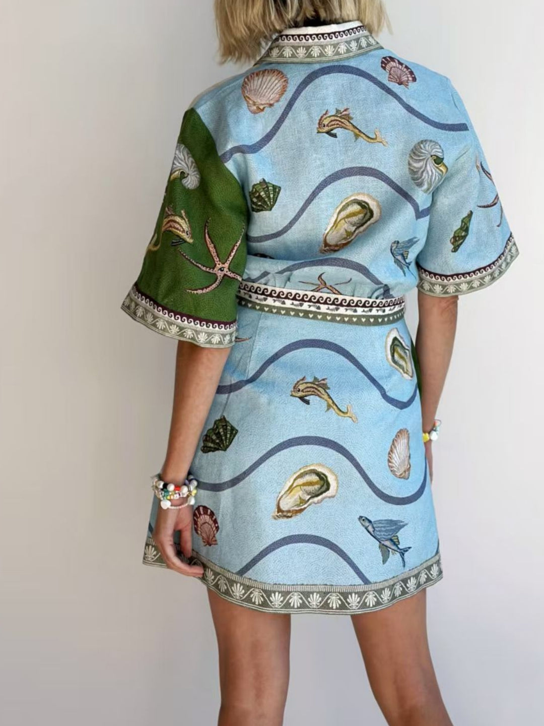 Multi Abstract Printed Waist Tie-Up Dress