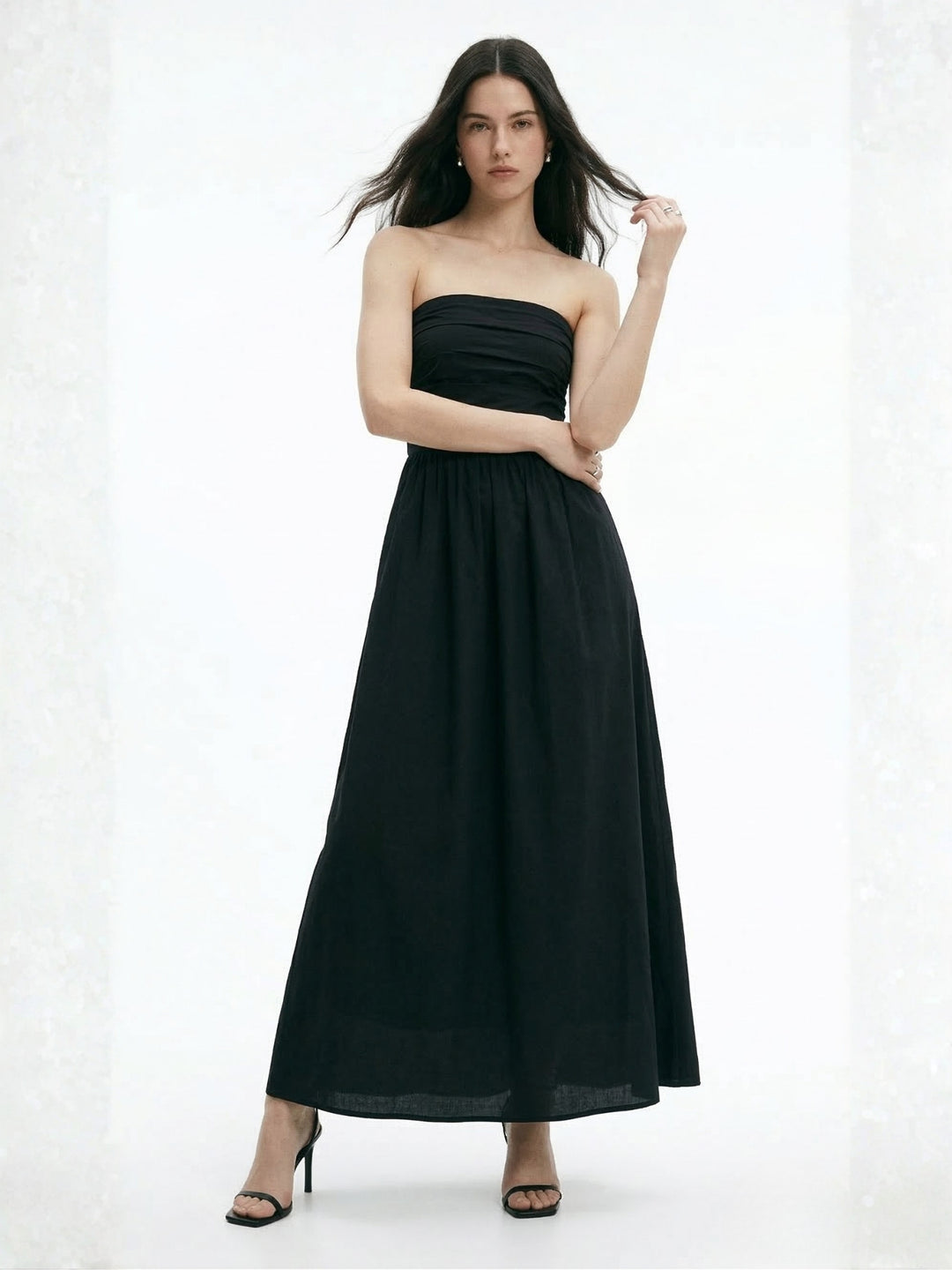 Black Tube Flared Solid Maxi
