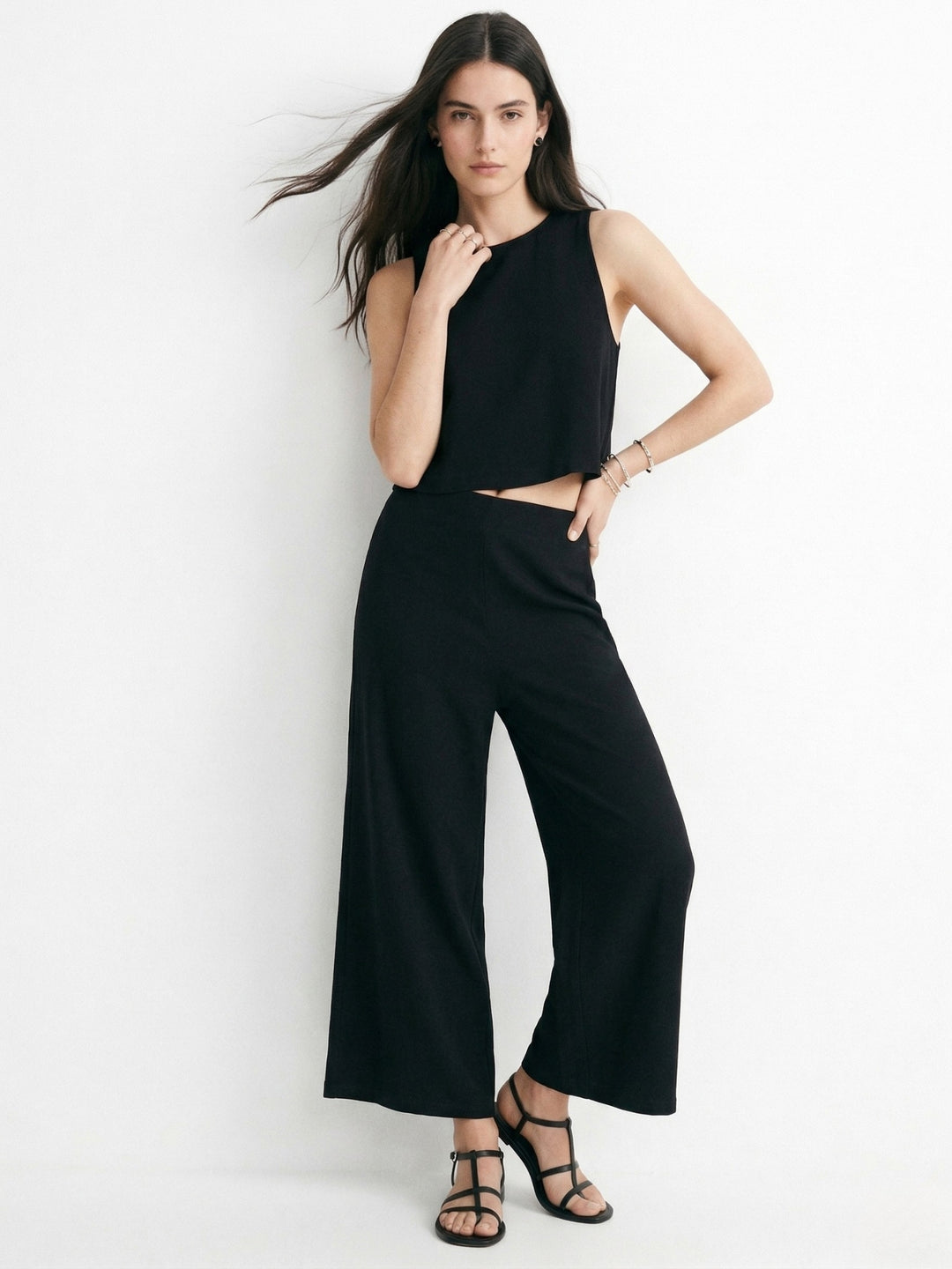 Black Back Button Down Top With Pant Co-Ord Set