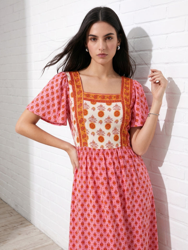 Pink Dual Print Block Dress