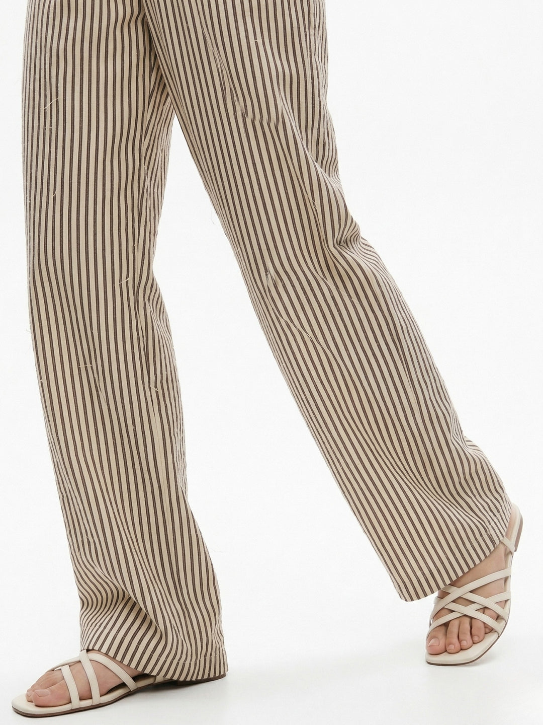 Brown High Waist Striped Pants