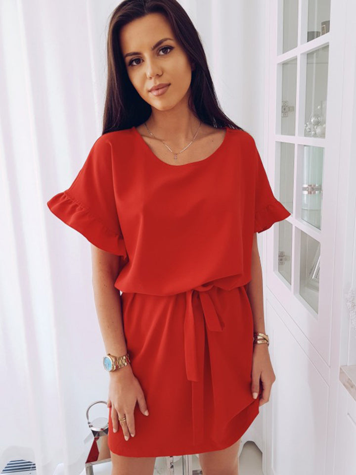 Red Scoop Neck Flowy Dress
