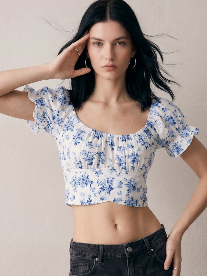 Multi Printed Wrap Hem Blouse