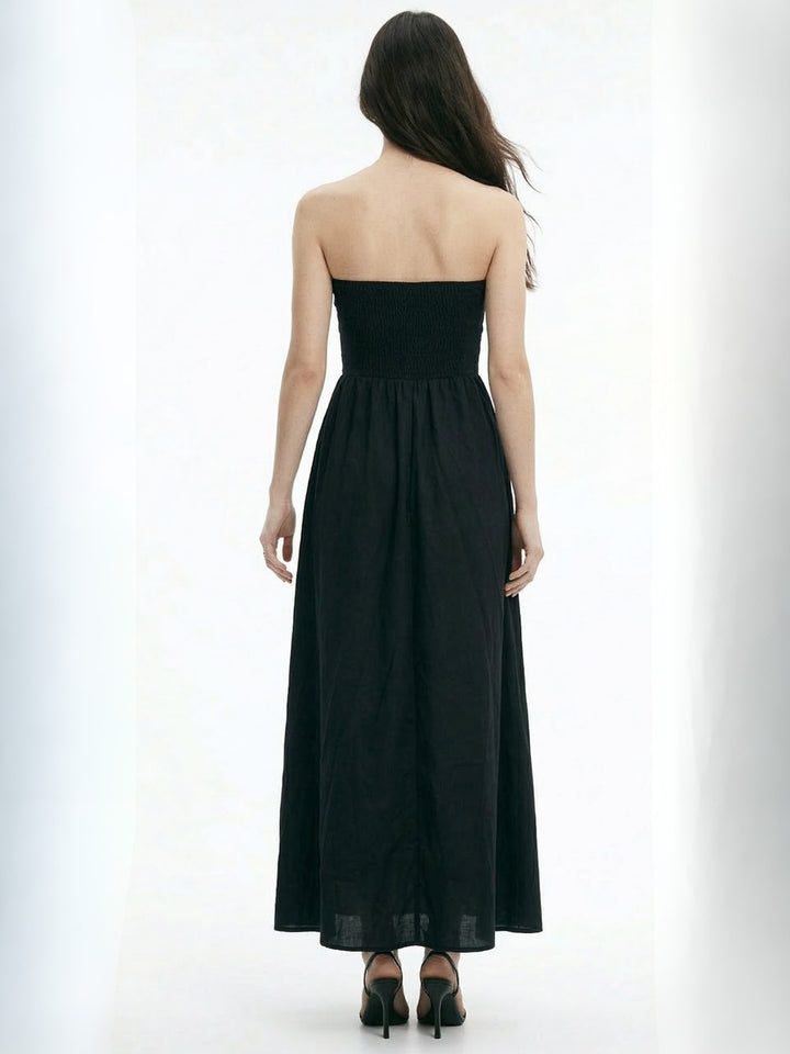 Black Tube Flared Solid Maxi