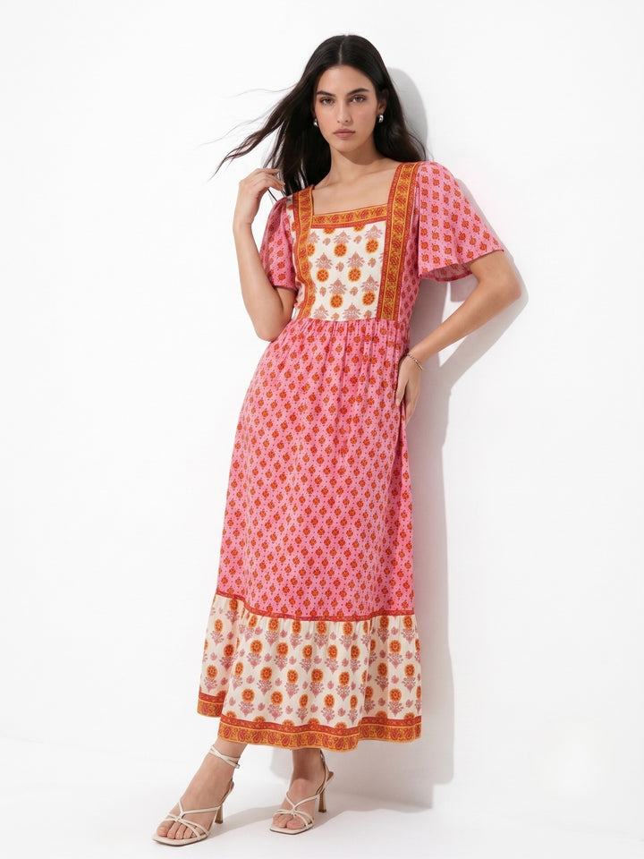 Pink Dual Print Block Dress