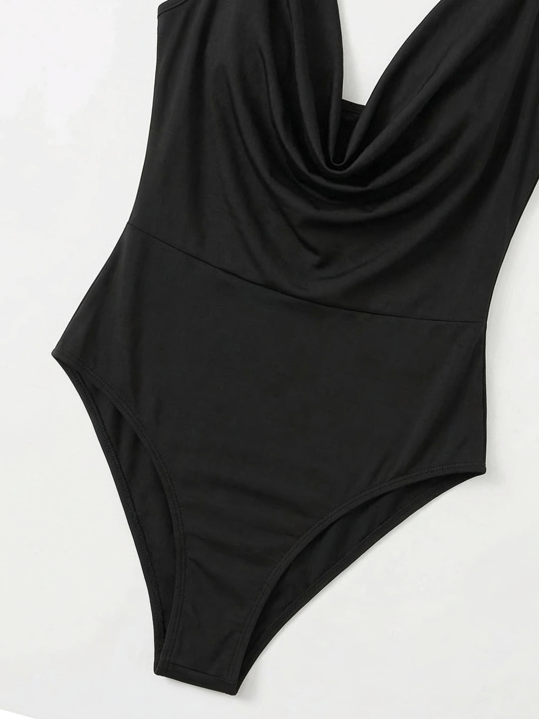 Black Metal Trim Cowl Neck Top