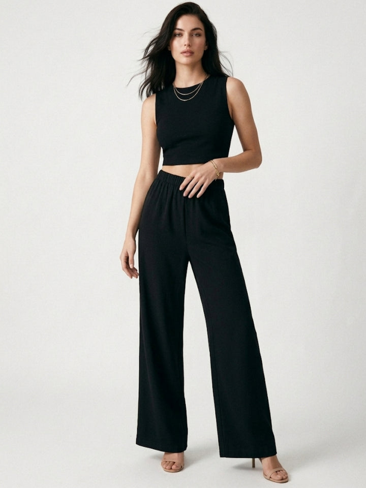 Black Sleeveless Top And Pant Set