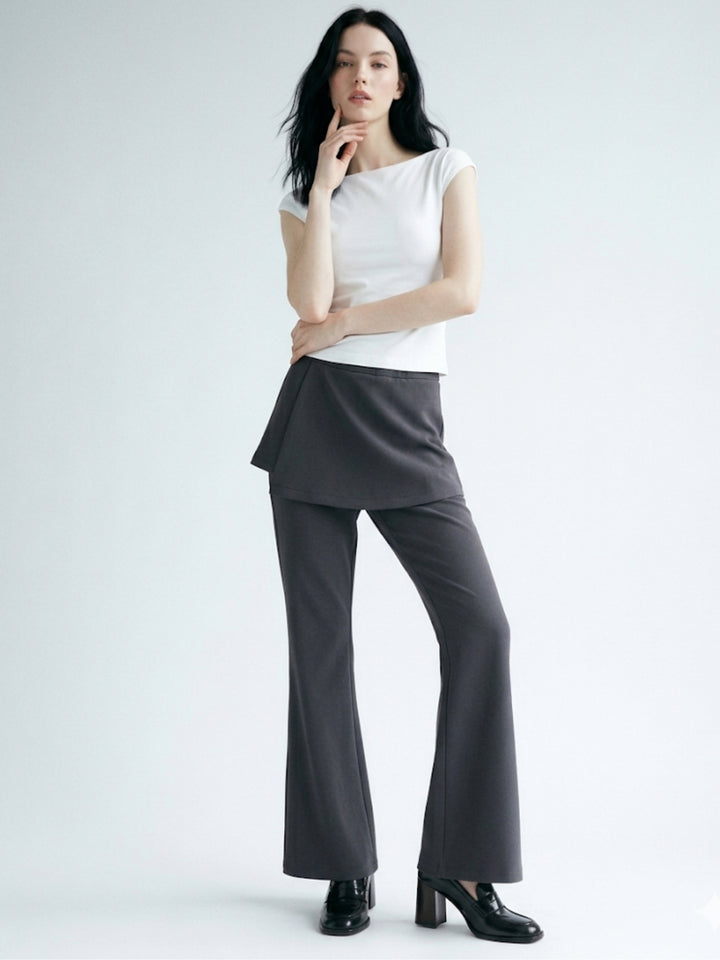 Grey Dual Styled Skirt And Flared Sweatpants