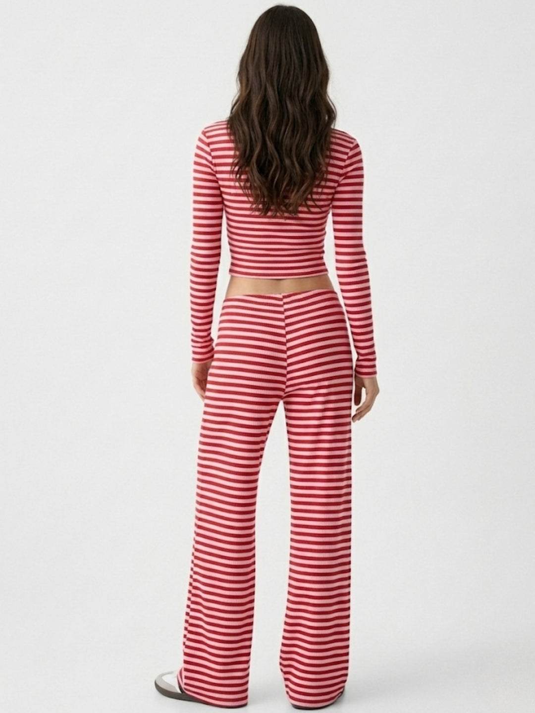 Red Striped Top And Pants Co-Ord Set