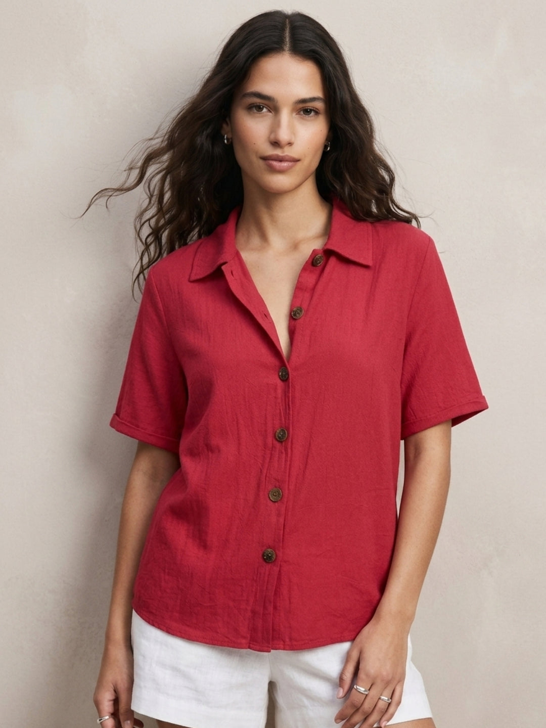 Red Front Buttoned Shirt