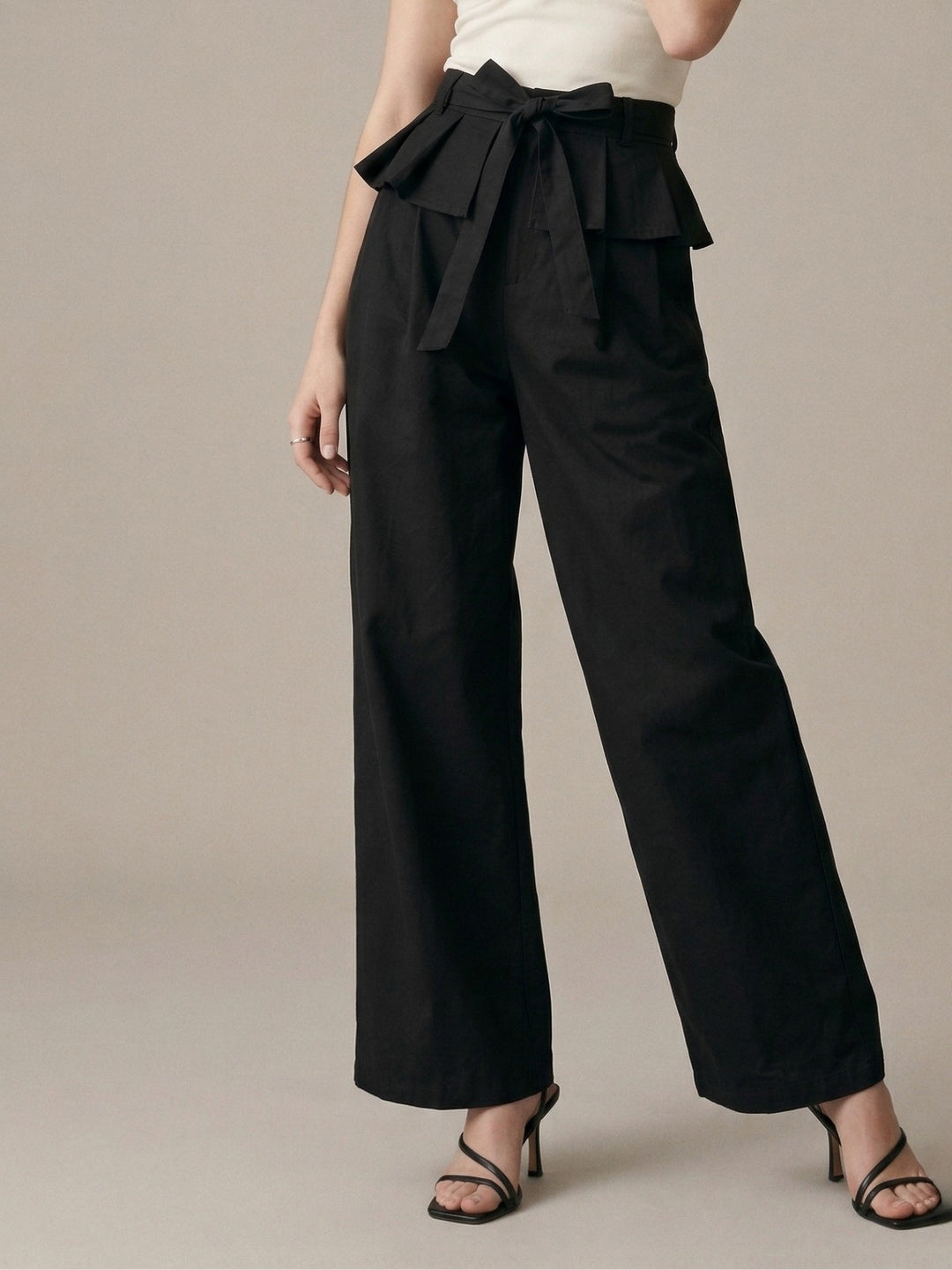Black High Waist Trouser With Skirt Detail