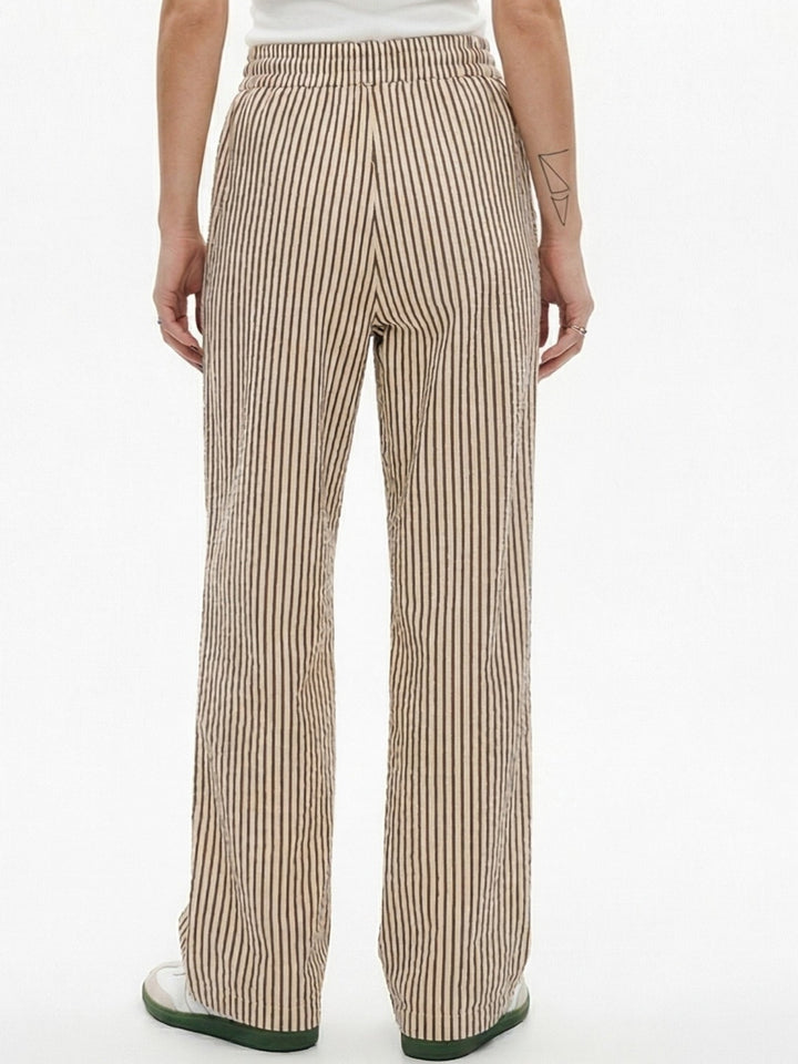 Brown High Waist Striped Pants