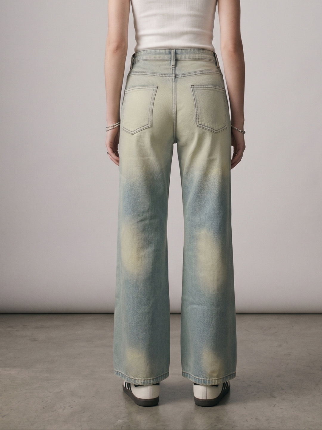 Blue Distressed Washed Out Straight Fit Jeans