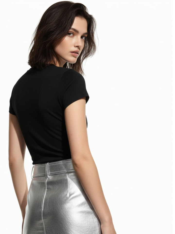 Black Studded Graphic T-Shirt