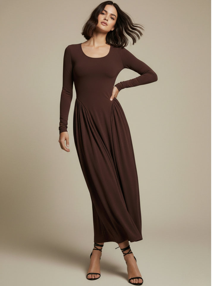 Brown Full Sleeve Victorian Corset Style Dress