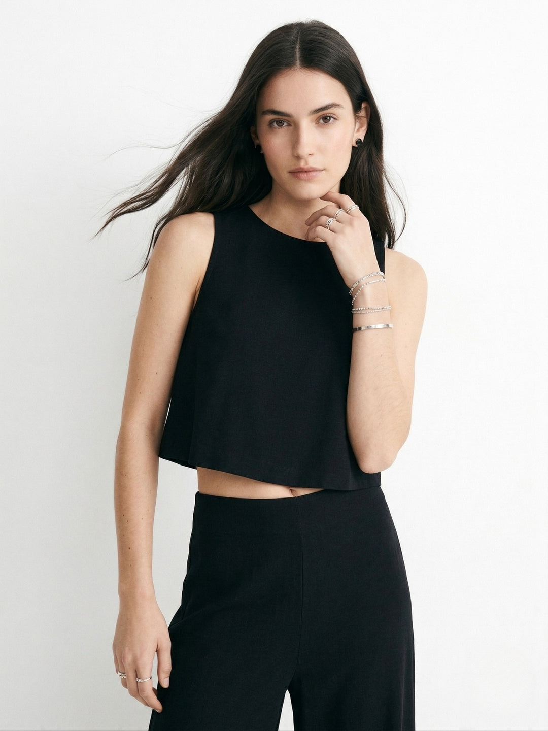 Black Back Button Down Top With Pant Co-Ord Set
