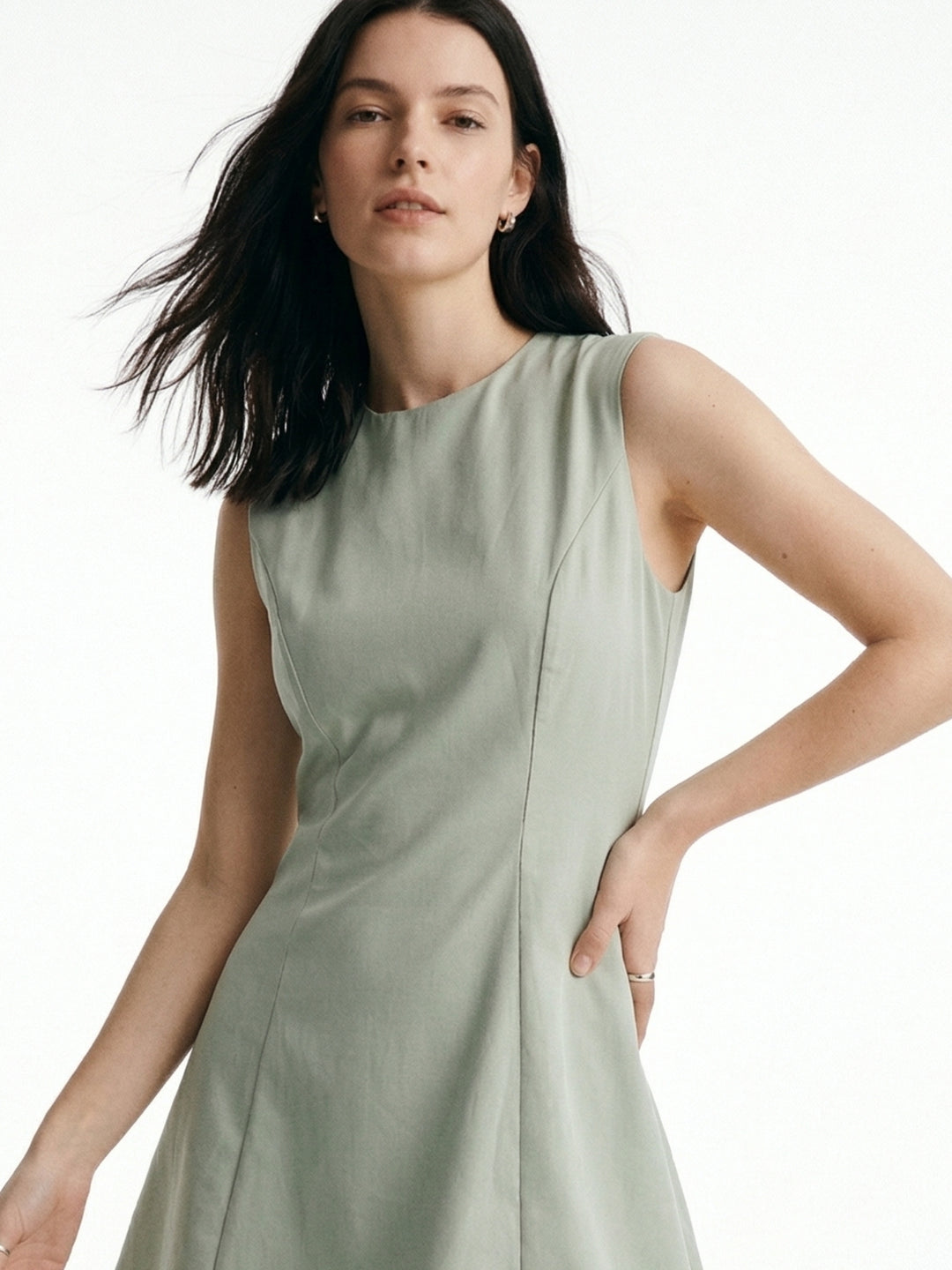 Mint Structured Mini Dress With Contrast Ruffle Hem