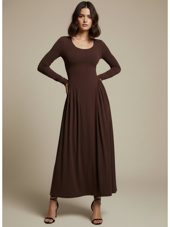 Brown Full Sleeve Victorian Corset Style Dress