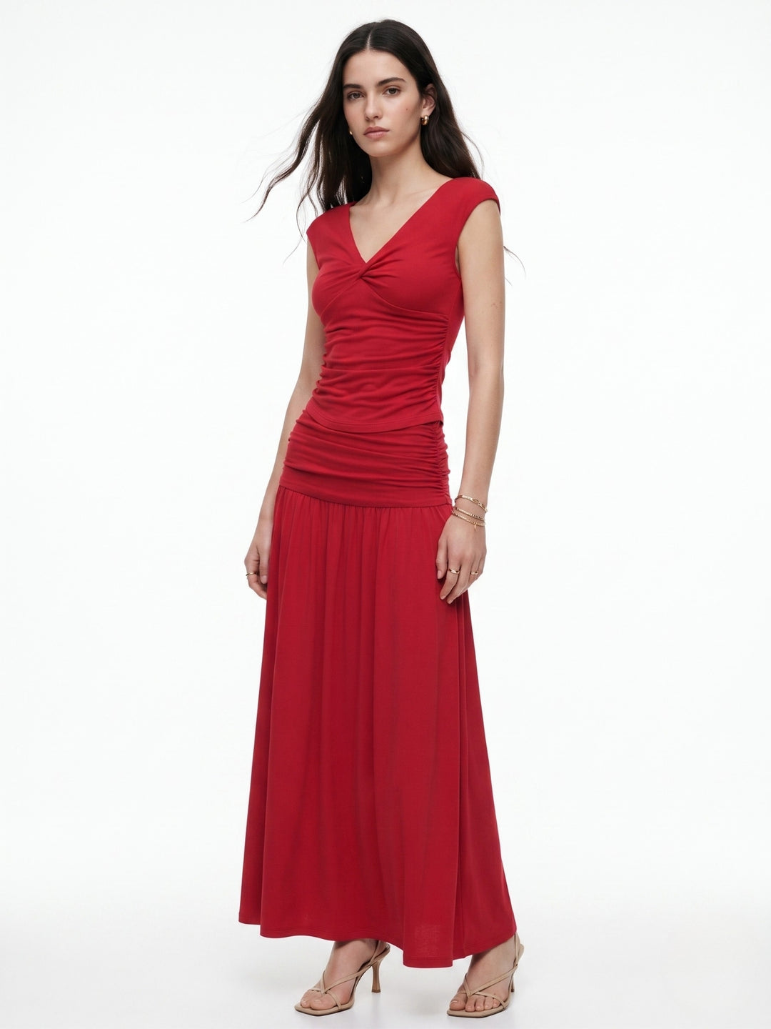 Red Sleeveless Top And Skirt Sert