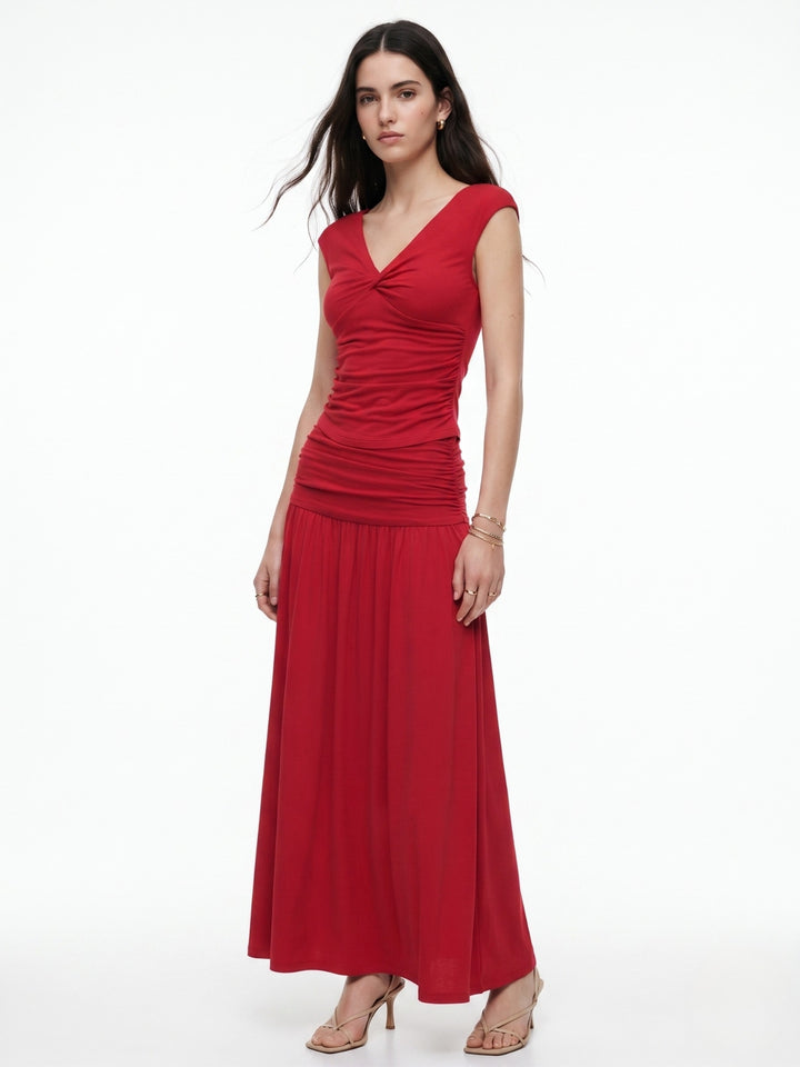 Red Sleeveless Top And Skirt Sert