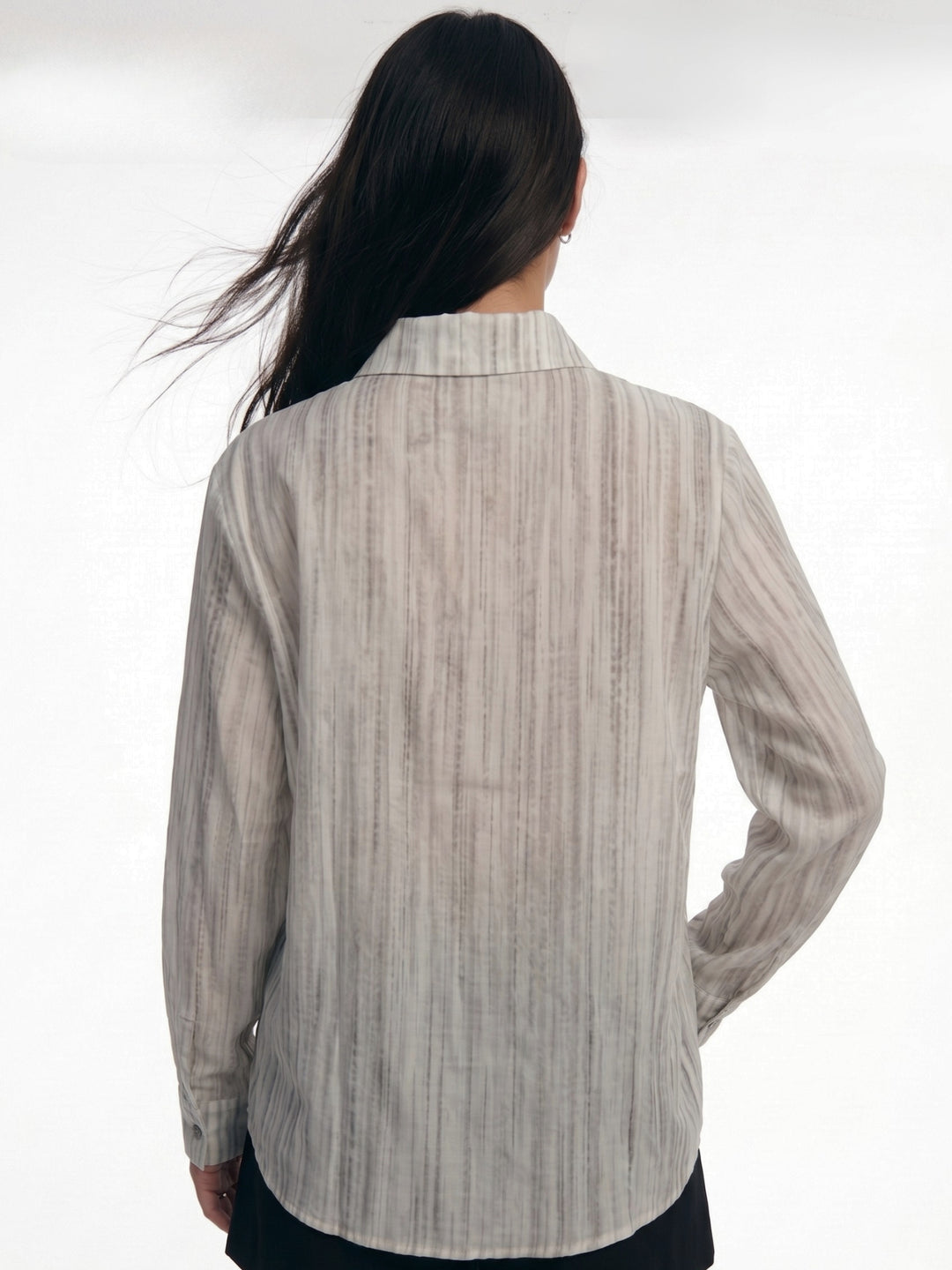 White Neck Scarf Detail Front Buttoned Shirt