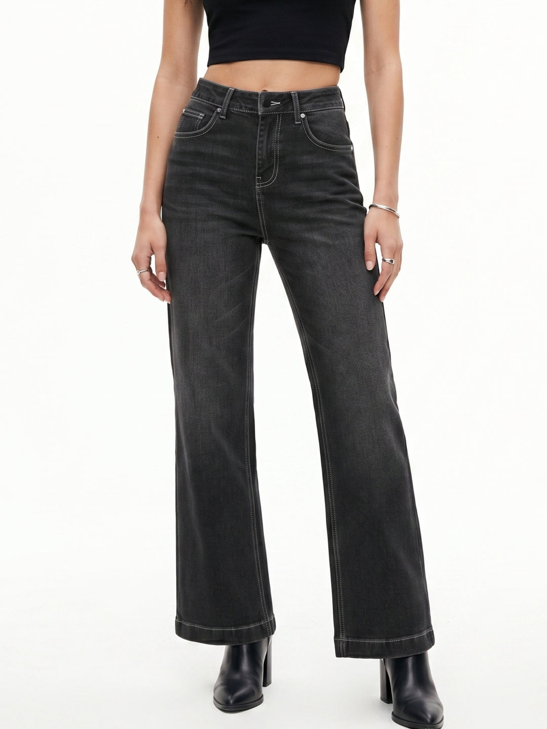 Black High Waist Wide Leg Jeans