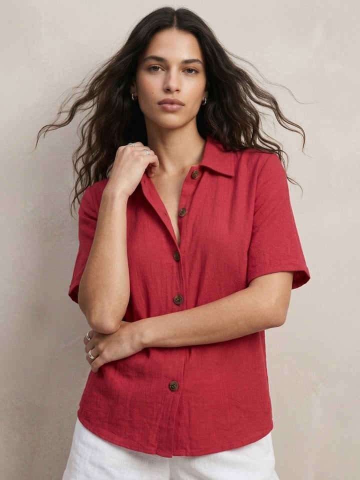Red Front Buttoned Shirt