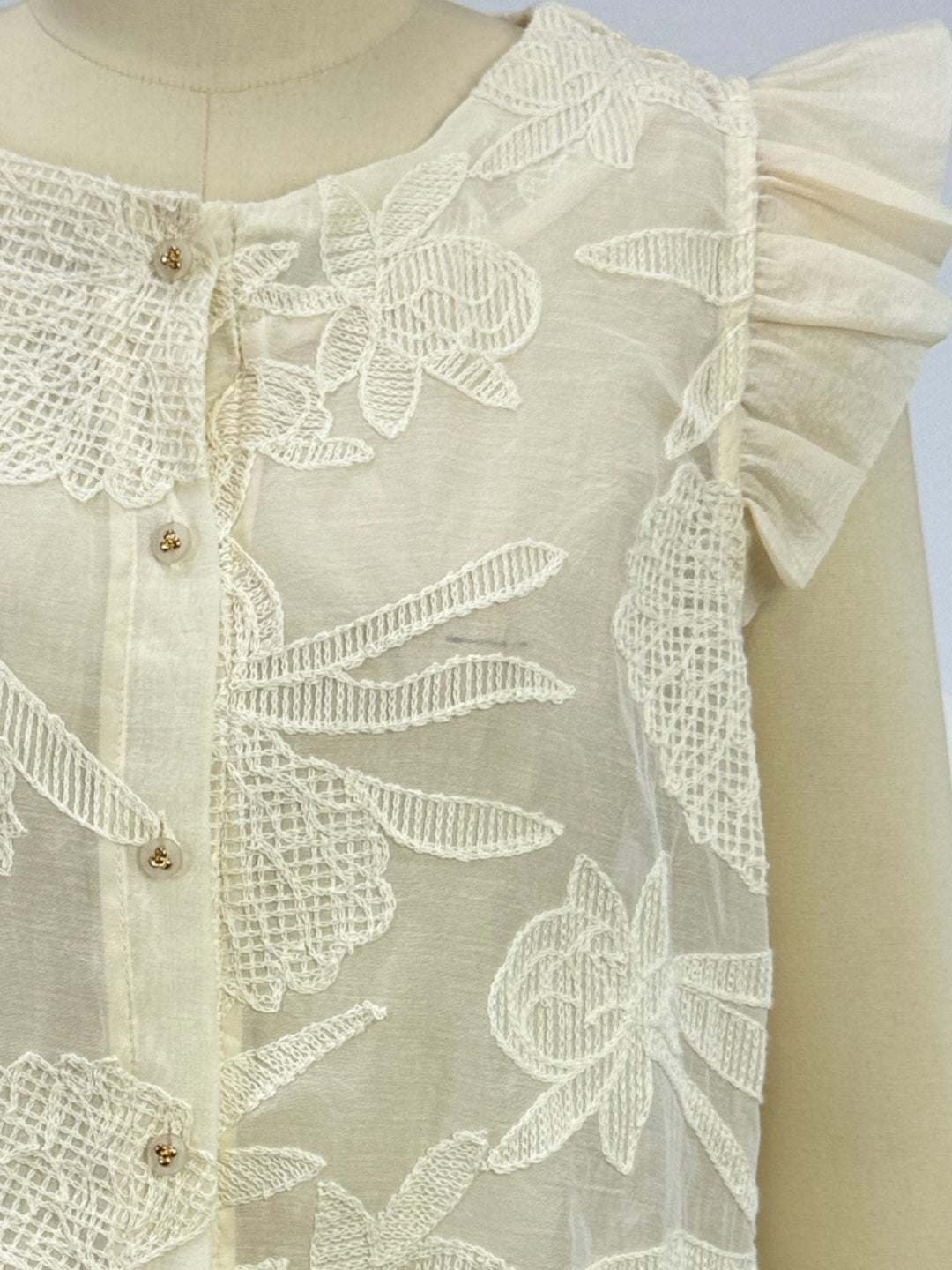 White Textured Button Down Blouse
