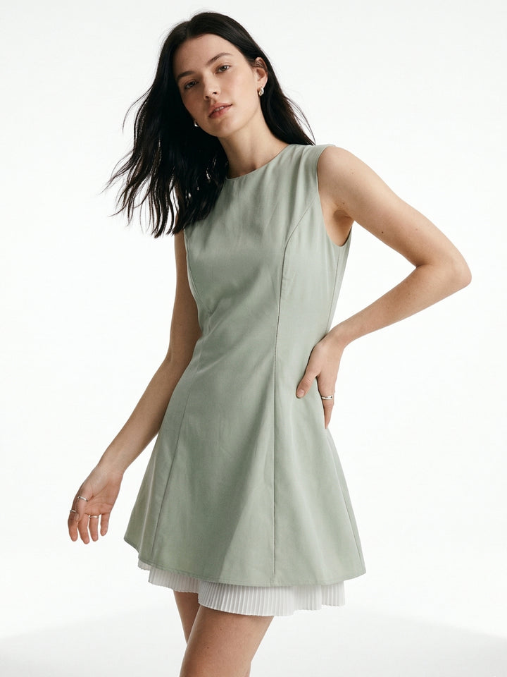 Mint Structured Mini Dress With Contrast Ruffle Hem