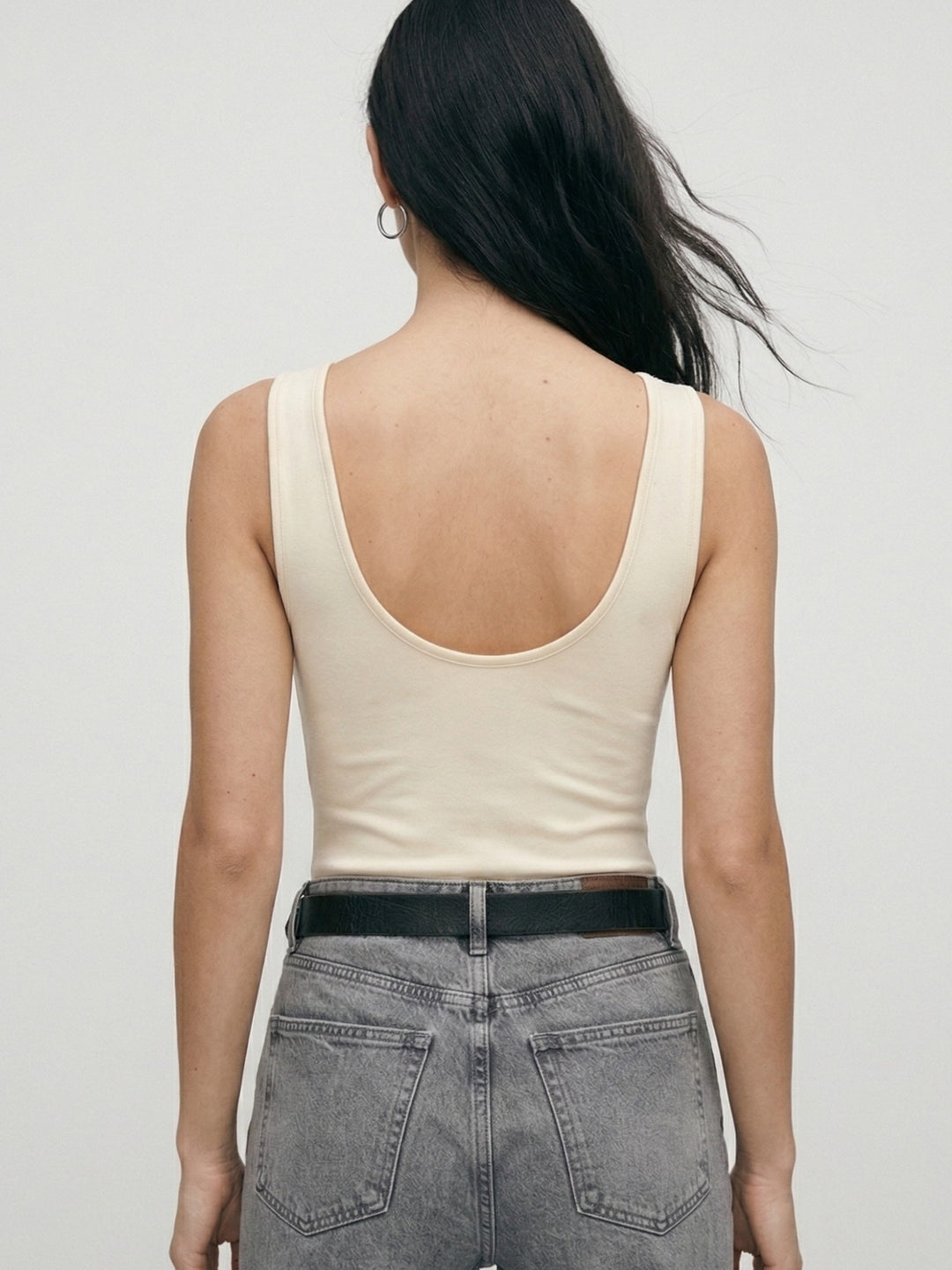 Off White Sleeveless Printed Cowl Neck Bodysuits