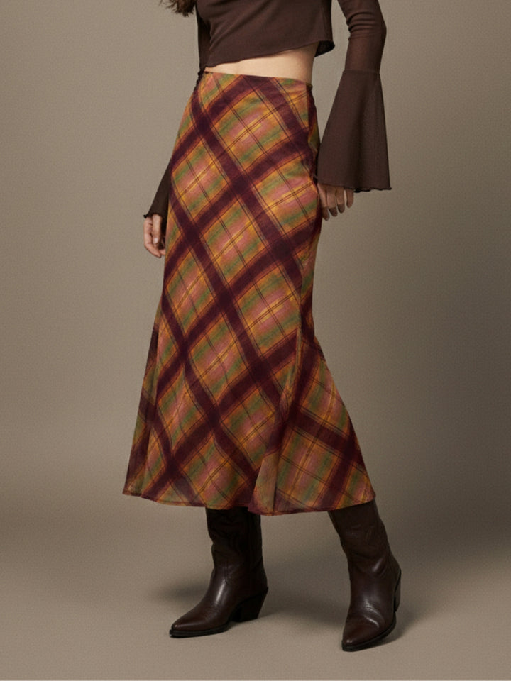 Multi High Waist Plaid Skirt
