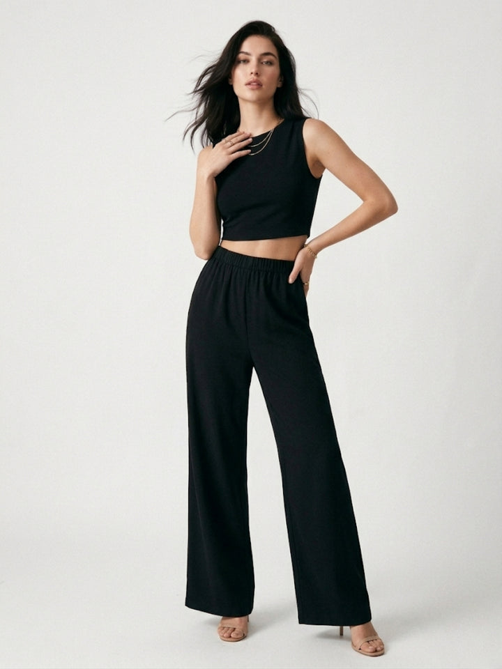 Black Sleeveless Top And Pant Set