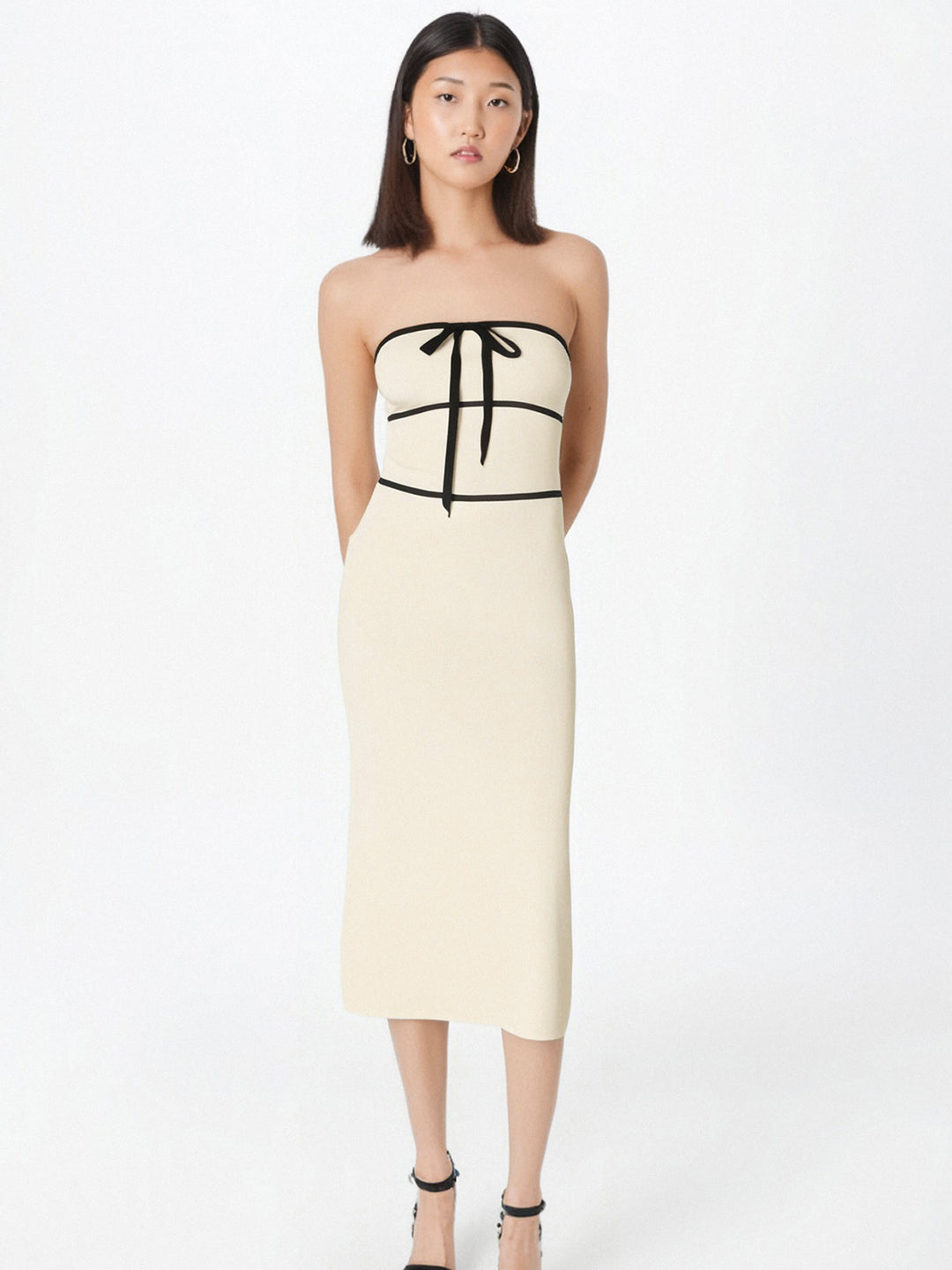 Cream Tube Constrast Binding Dress