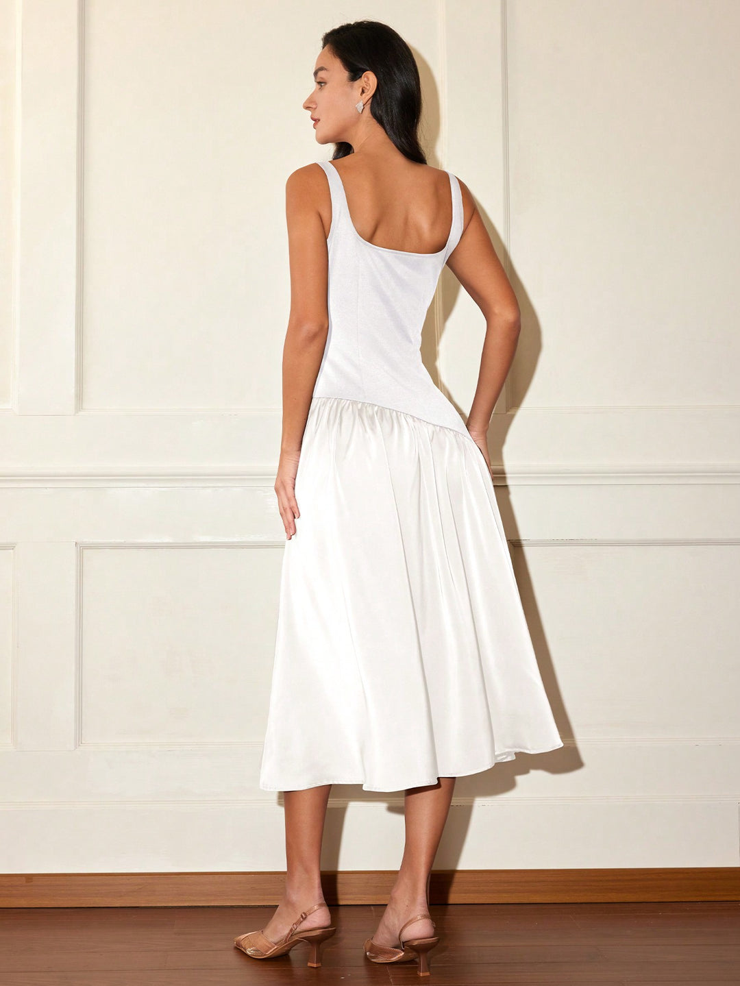 White Flare Hem Sleeveless Dress