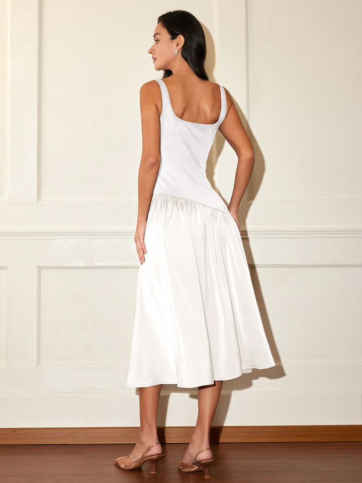 White Flare Hem Sleeveless Dress