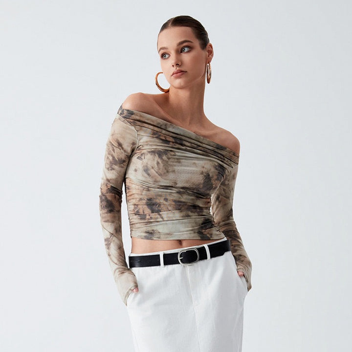 Multi Printed Off Shoulder Crop Top