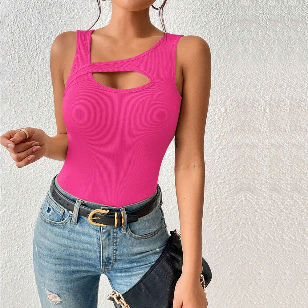 Pink Sleeveless Cut-Out Detail Top