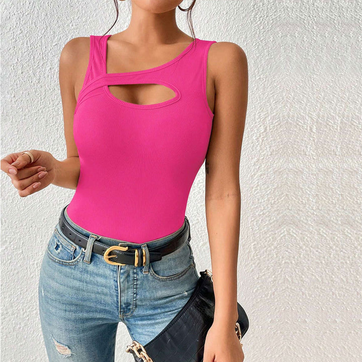 Pink Sleeveless Cut-Out Detail Top