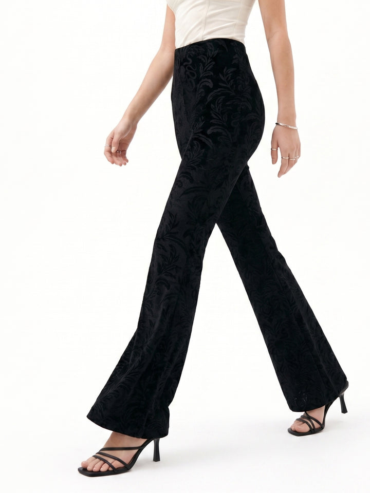 Black Flared Textured Knit Trouser