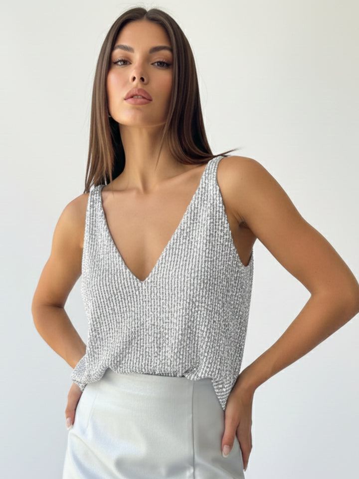 Sliver Spaghetti Strap Sequined Camisole