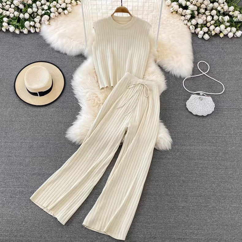 Beige Wide Rib Co-Ord Set