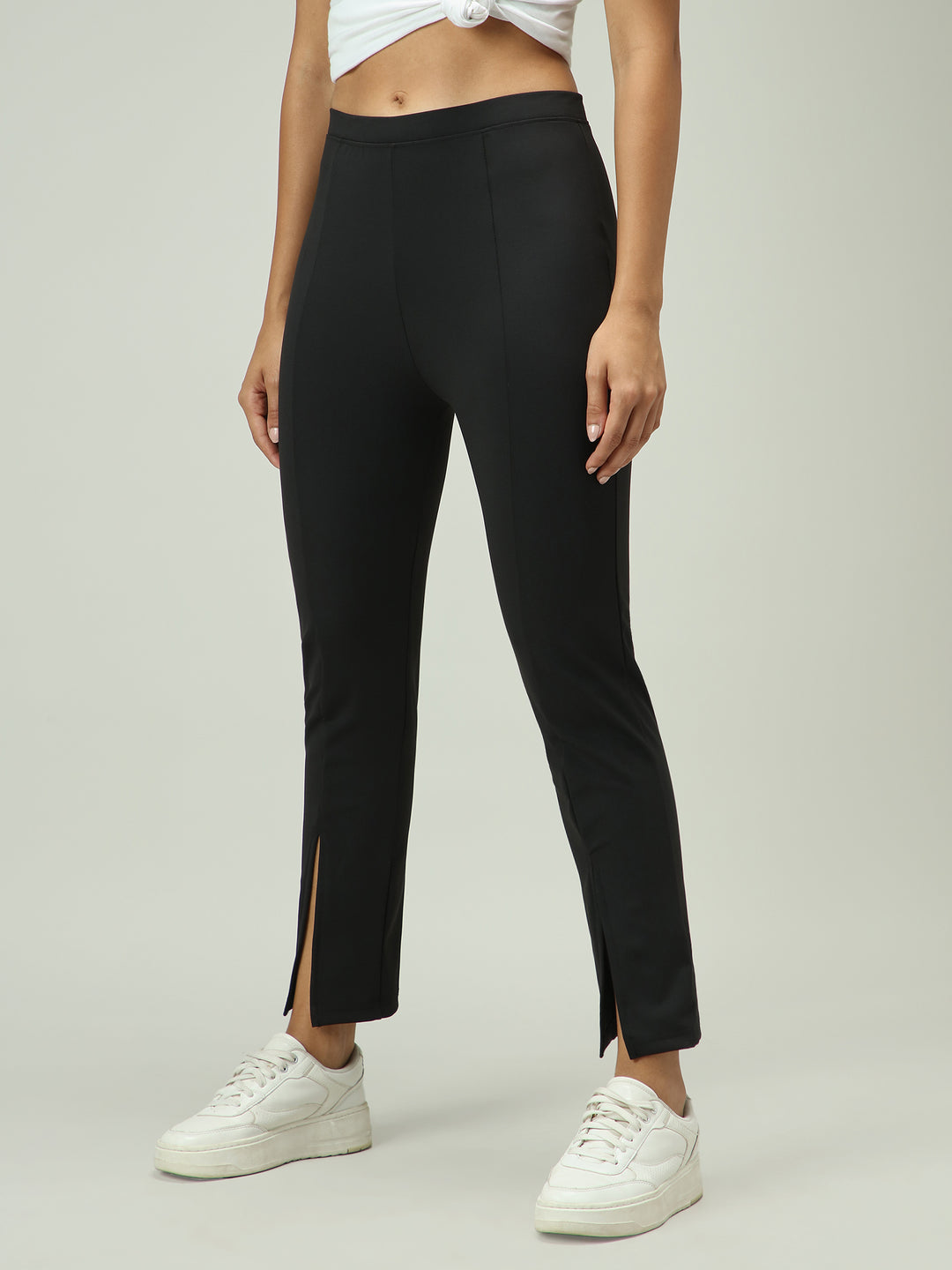 Black Front Slit Leggings
