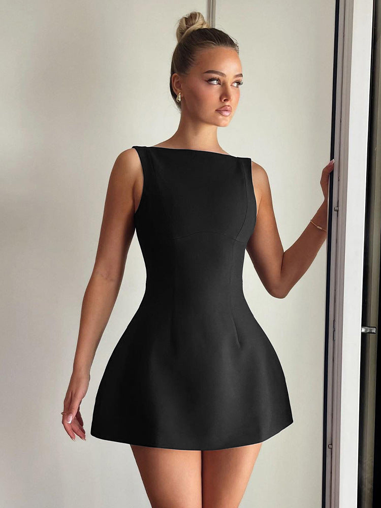 Solid Black Skater Dress
