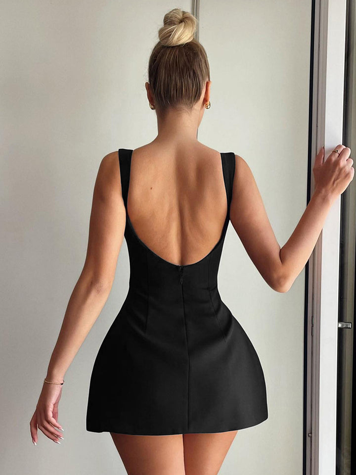 Solid Black Skater Dress