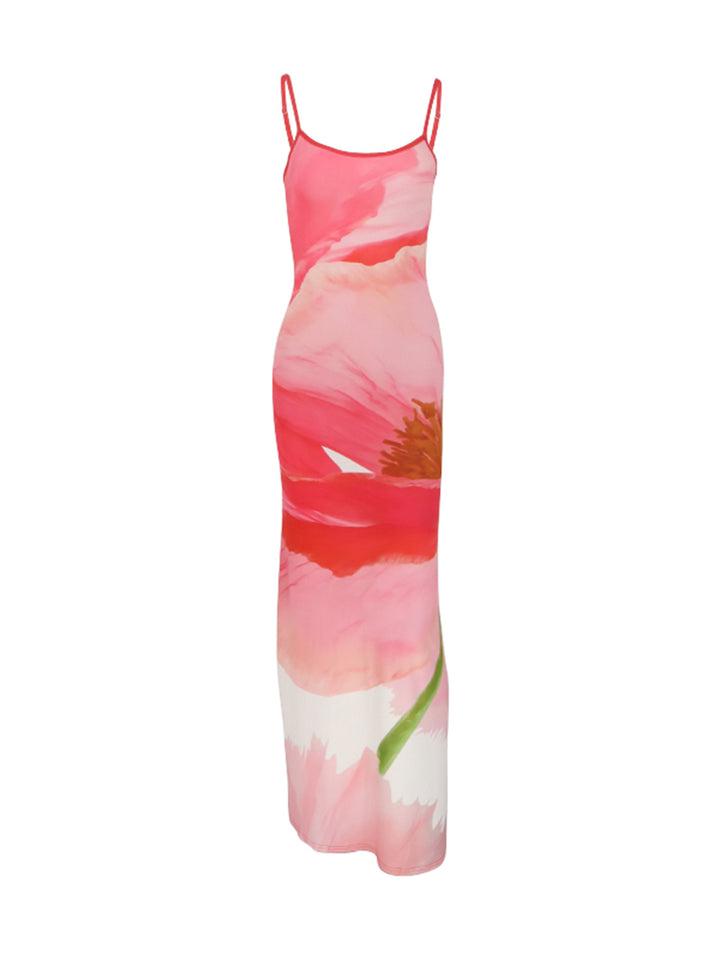 Red Bold Floral Print Dress