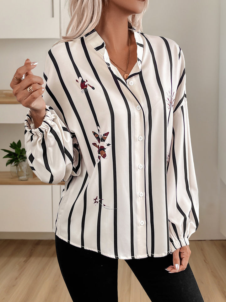 White Striped Collared Shirt