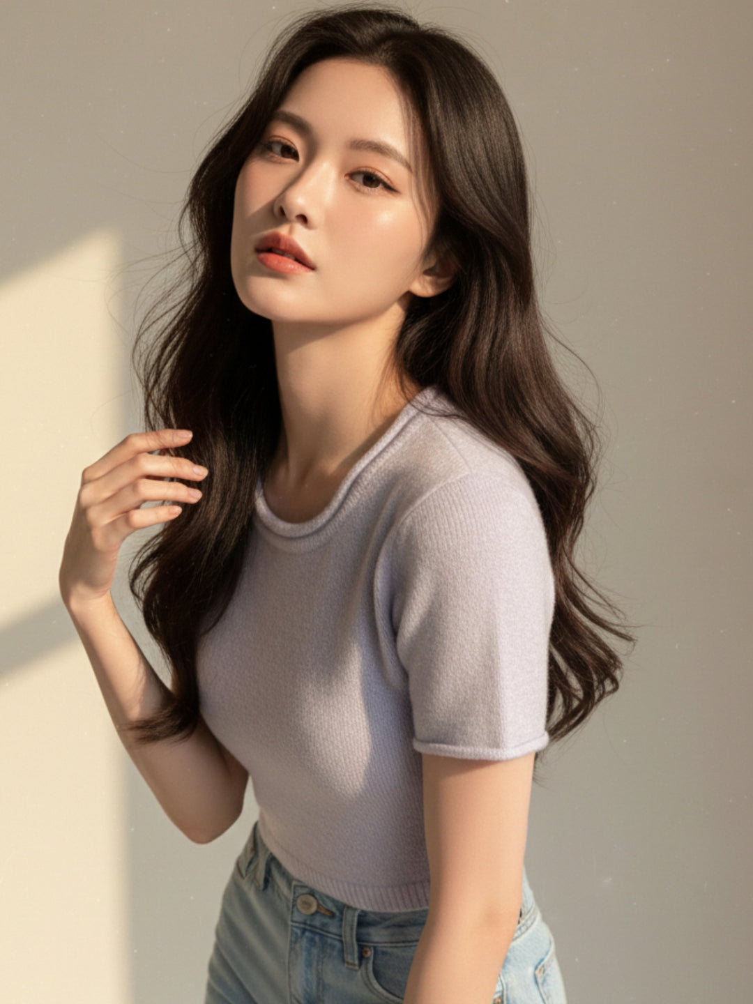 Grey Short Sleeve Back Cut-Out Top