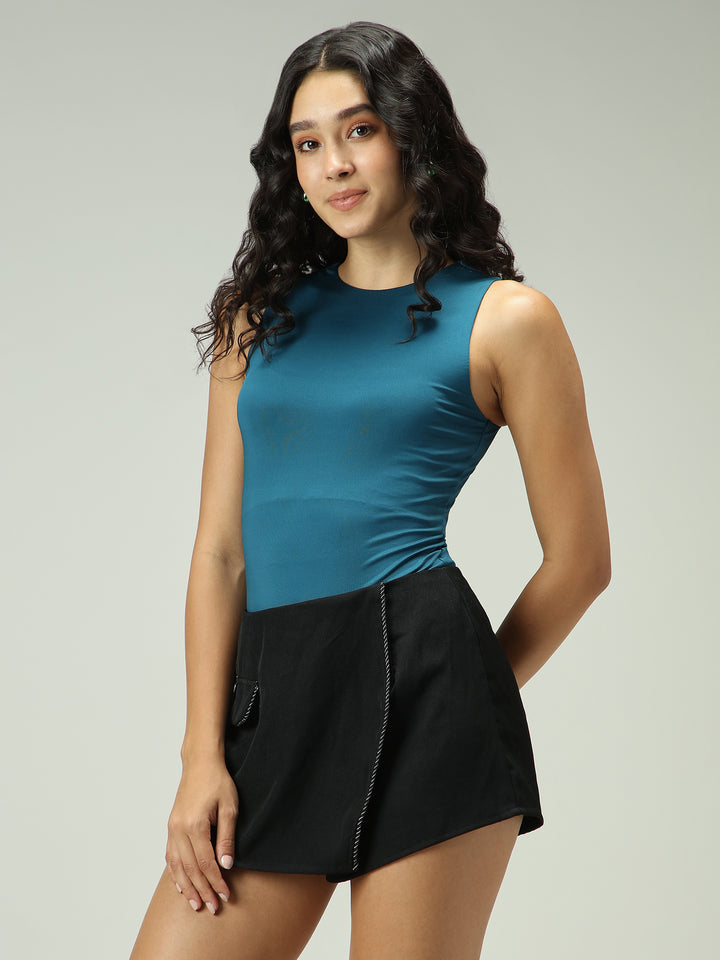 Teal Basic Sleeveless Bodysuit