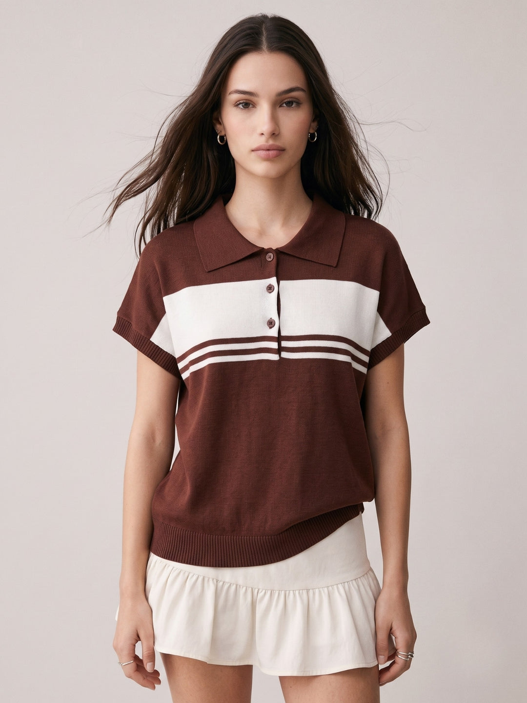 Brown Short Sleeve Polo T-shirt