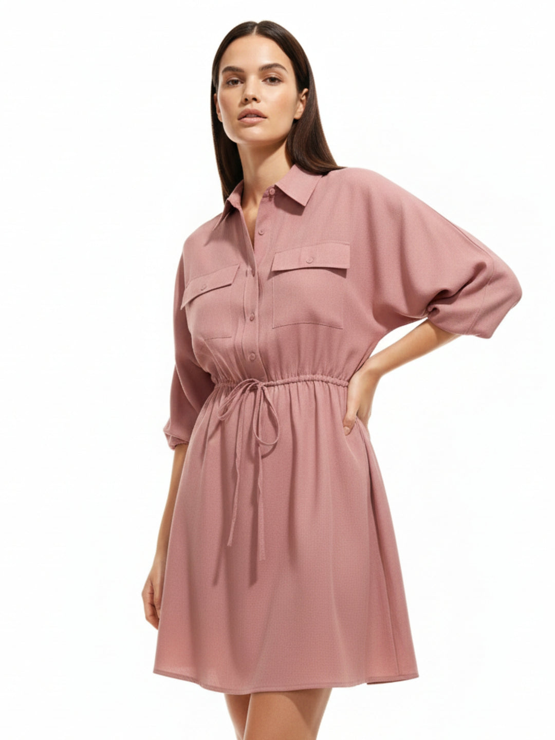 Beige Mini Utility Detail Dress
